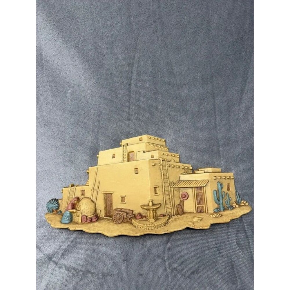 Vintage Southwest Desert Pueblo Village 3D Wall Art Plaque Burwood Hacienda 12